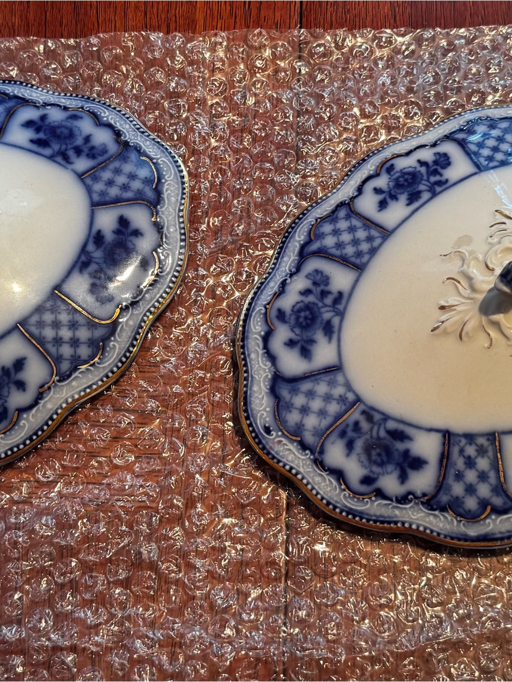 Antique W.H. Grindley Melbourne Flow Blue Lids Pair – 2 Available